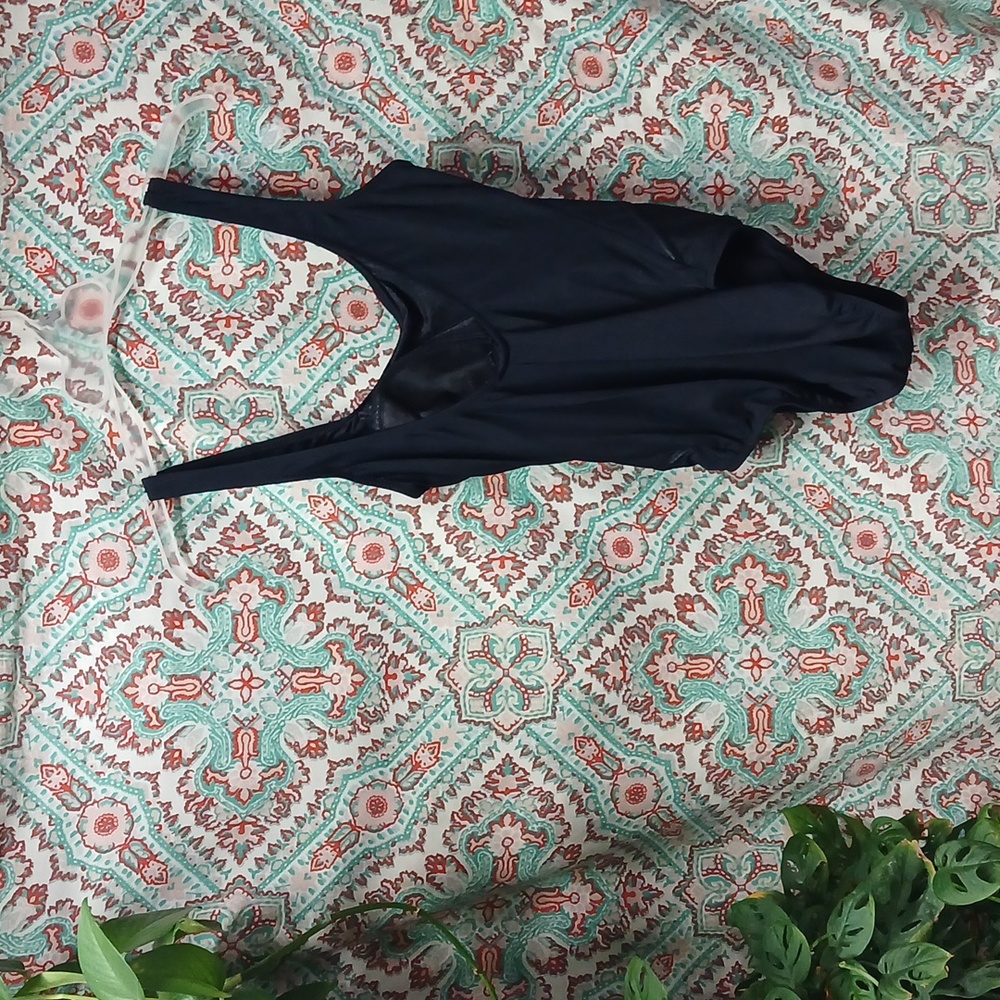Vintage Longitude Black One Piece Swimsuit, Size 10, Preowned - Picture 5 of 11